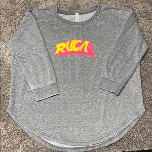 RVCA gray 3/4 sleeve length crew neck sweater